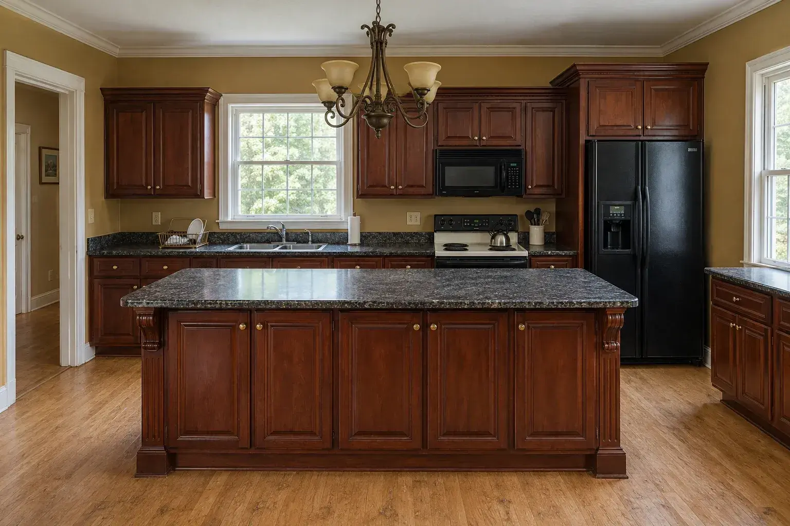 Cherry cabinetry before the new island went in