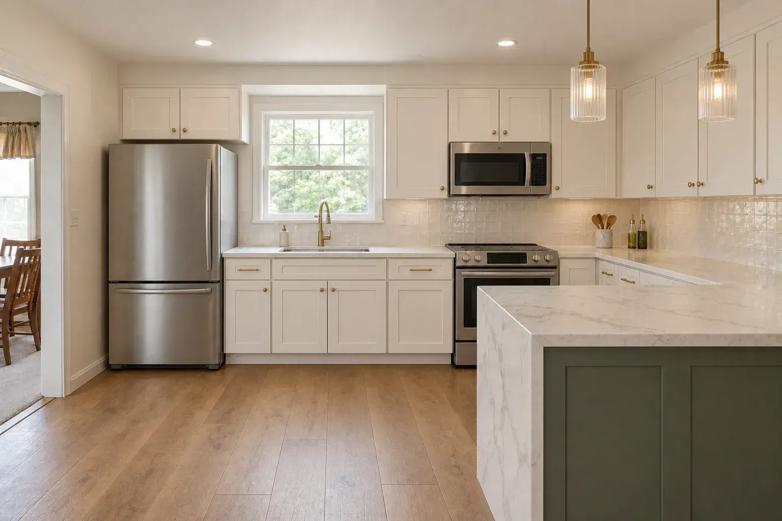 Refaced cream shaker cabinets
